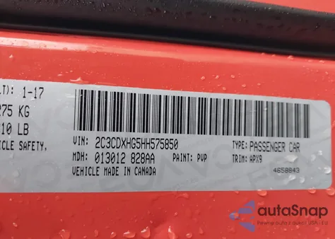 2017 Dodge Charger Sxt Rwd z USA, uszkodzony, nr VIN 2C3CDXHG5HH575850